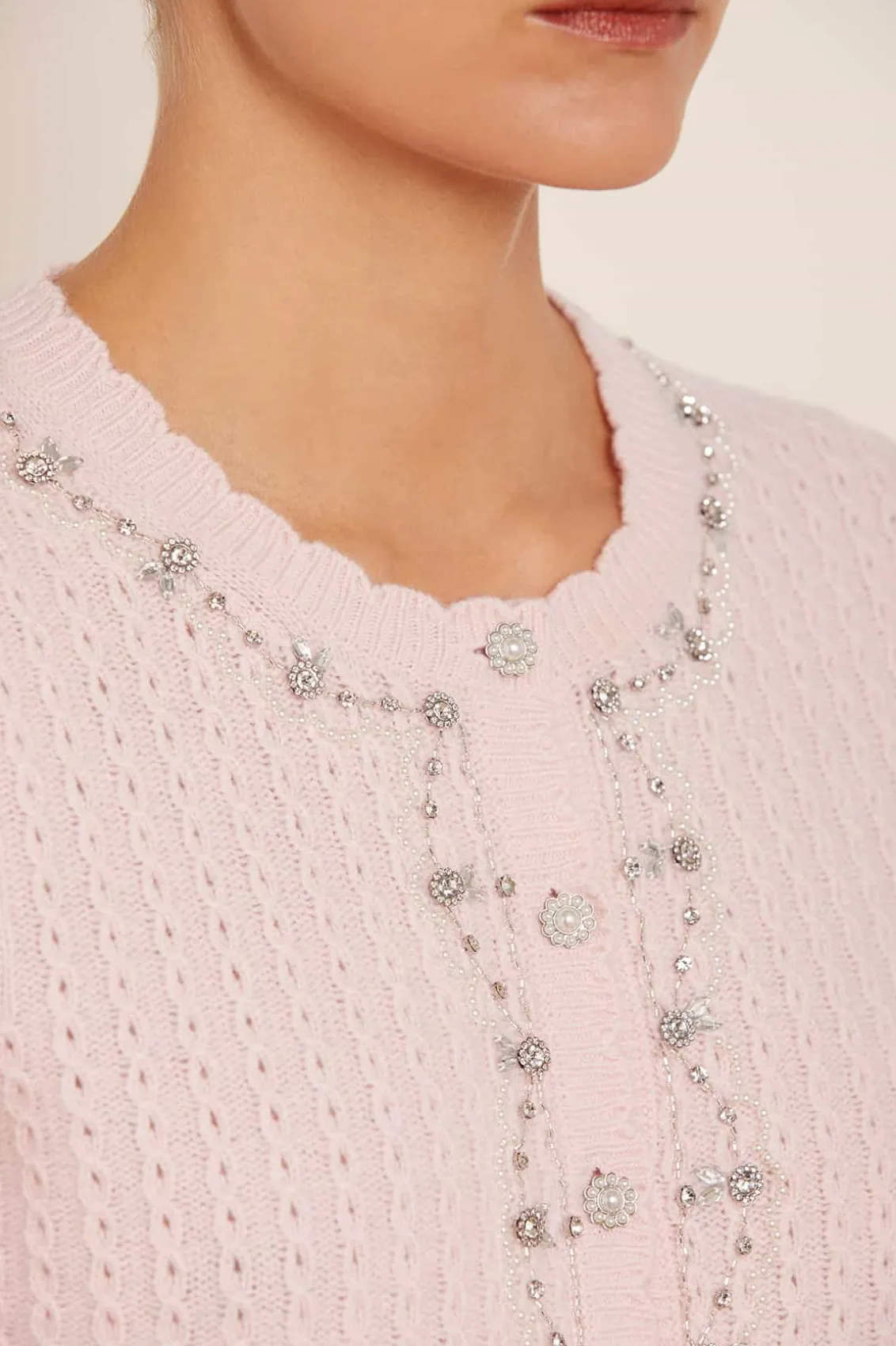 Knitwear^Needle & Thread Crystal Border Short Cardigan Pink