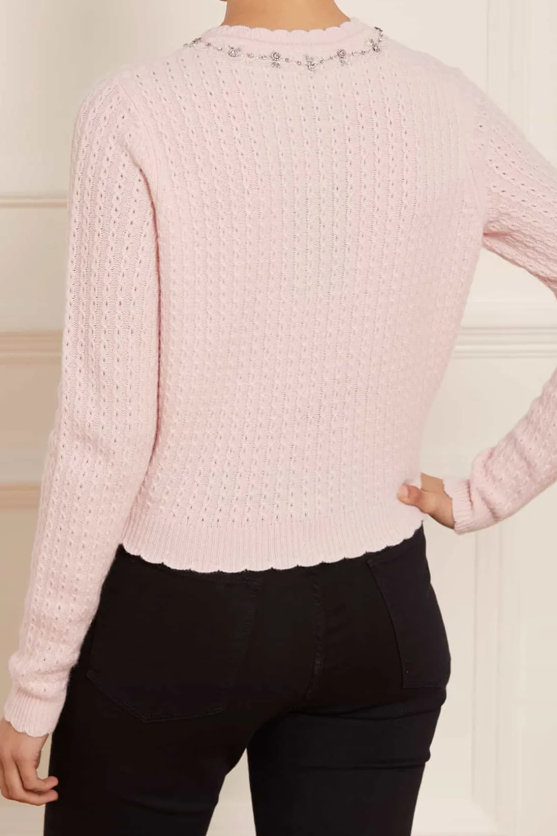 Knitwear^Needle & Thread Crystal Border Short Cardigan Pink