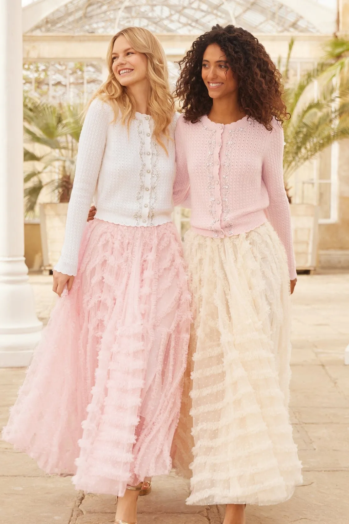 Knitwear^Needle & Thread Crystal Border Short Cardigan Pink