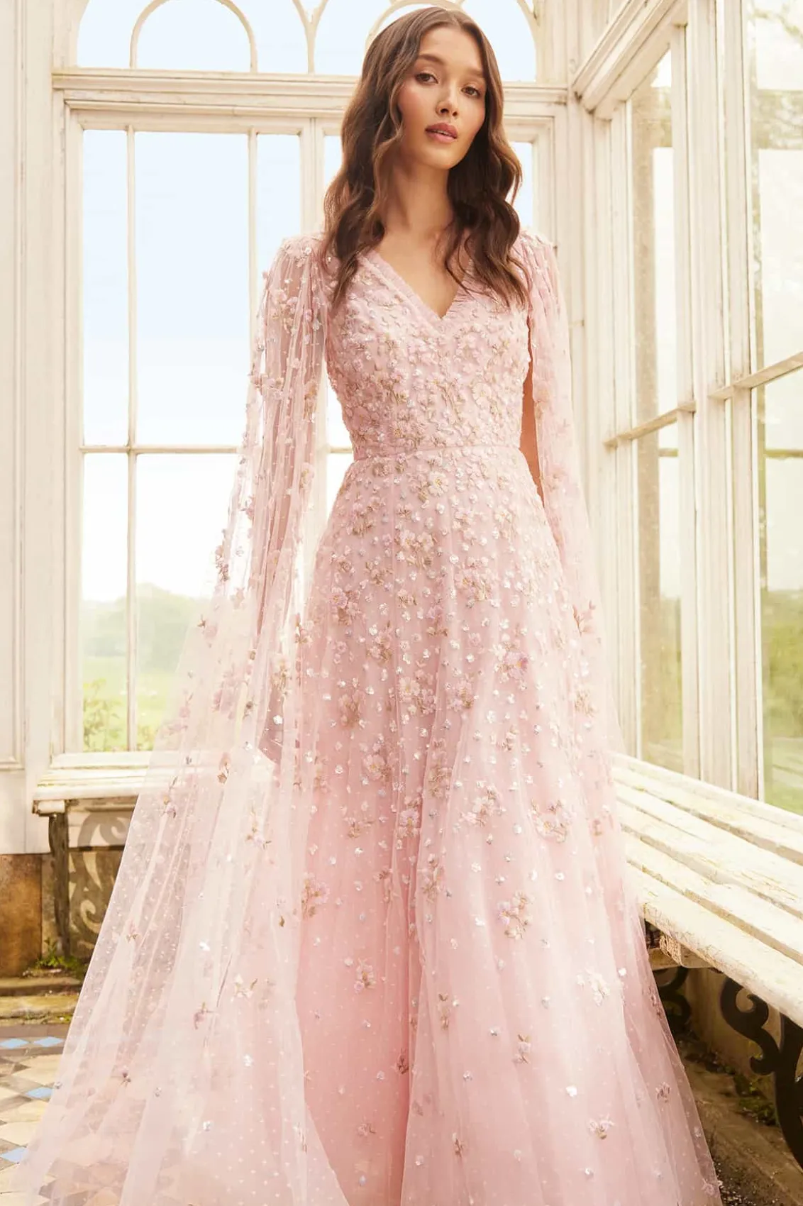 Evening Dresses | Embroidered Dresses^Needle & Thread Dahlia Ditsy Ankle Gown Pink