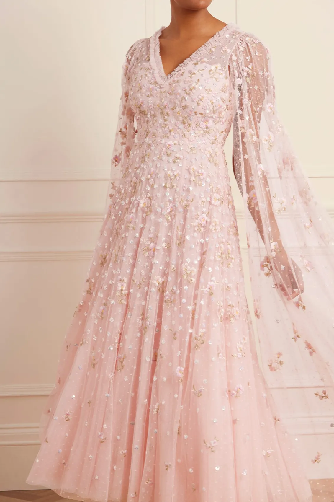 Evening Dresses | Embroidered Dresses^Needle & Thread Dahlia Ditsy Ankle Gown Pink