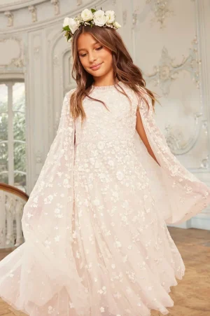 Mummy & Me | Flower Girl^Needle & Thread Dahlia Ditsy Cape Kids Dress Champagne