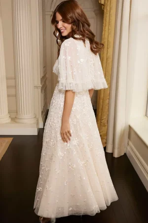 Bridal | Mummy & Me^Needle & Thread Dahlia Ditsy Short Cape Ankle Gown Champagne