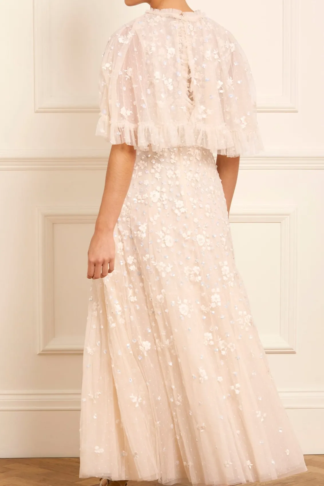 Bridal | Mummy & Me^Needle & Thread Dahlia Ditsy Short Cape Ankle Gown Champagne
