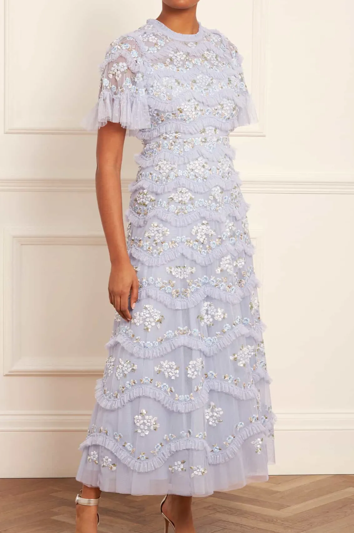 Evening Dresses | Embroidered Dresses^Needle & Thread Daisy Wave Ankle Gown Blue