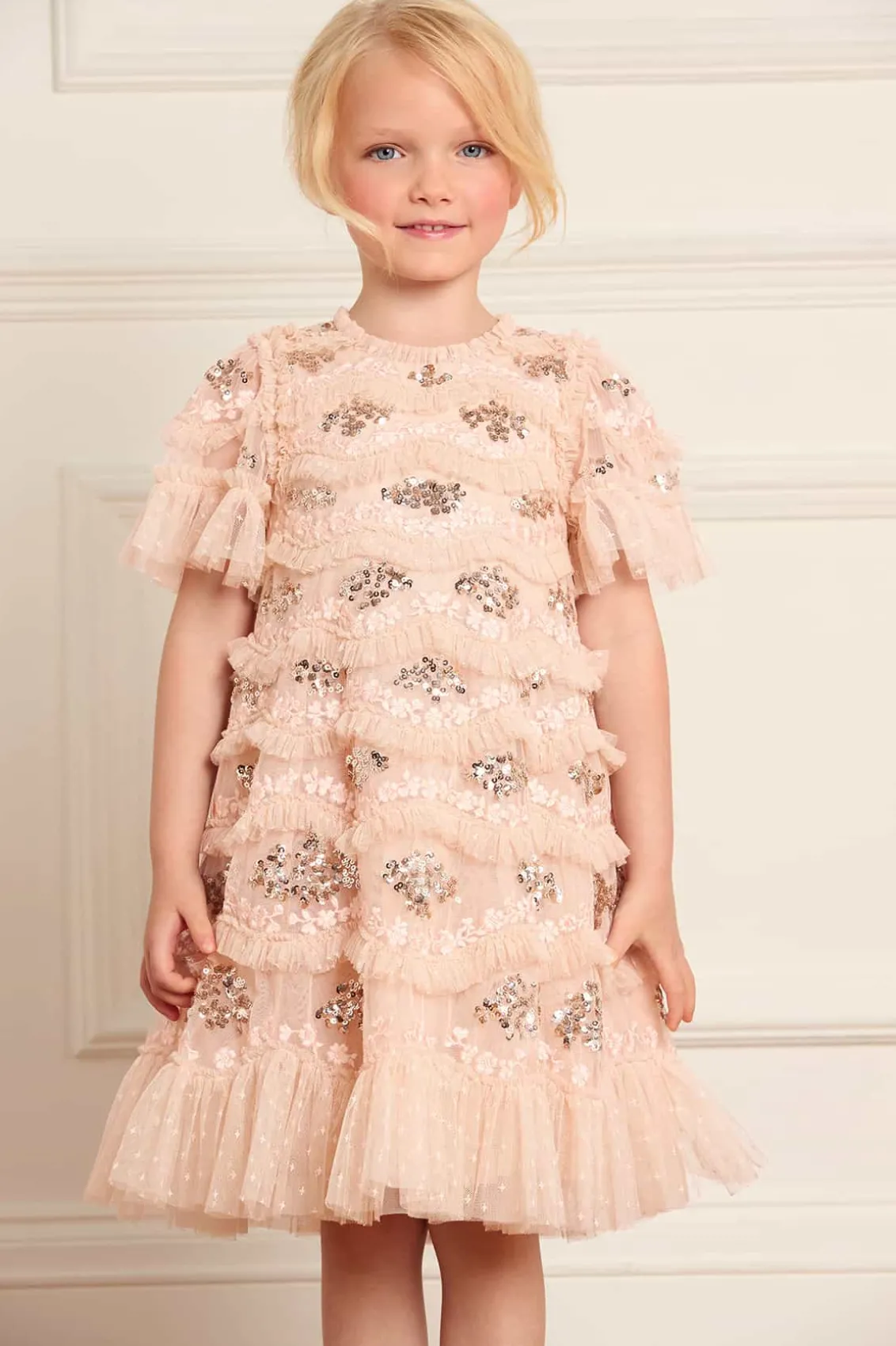Mummy & Me | Flower Girl^Needle & Thread Daisy Wave Kids Dress Beige