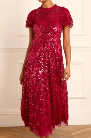 Evening Dresses | Embellished Dresses^Needle & Thread Deco Dot Ankle Gown Red