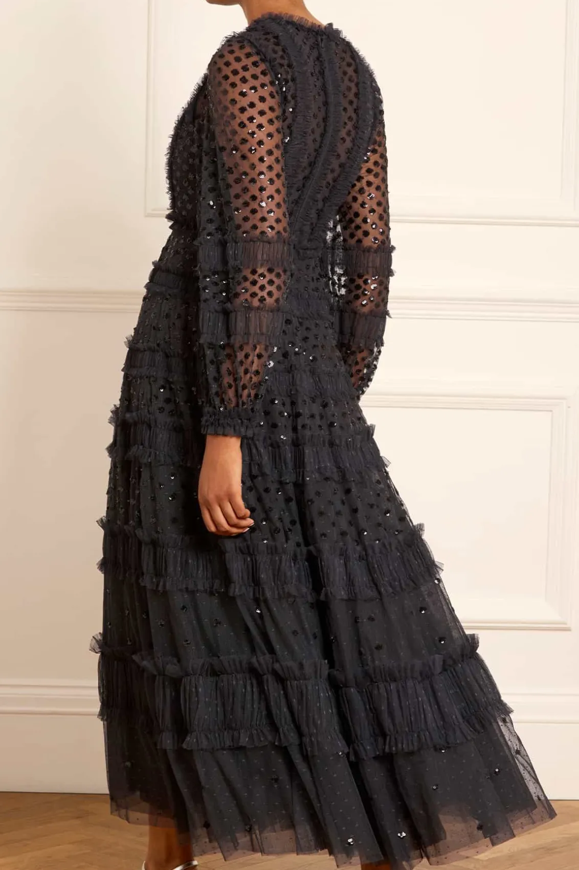 Evening Dresses | Embellished Dresses^Needle & Thread Dot Shimmer Ankle Gown Black