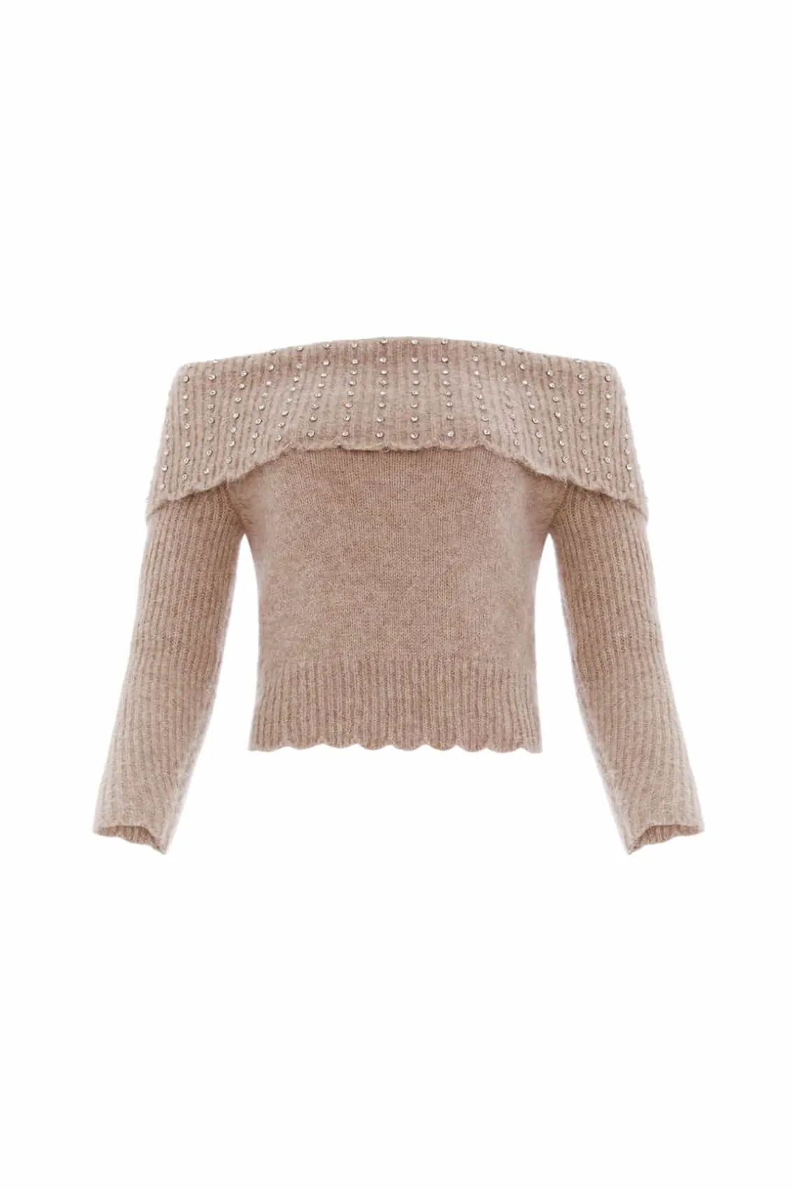 Knitwear^Needle & Thread Embellished Bardot Jumper Beige