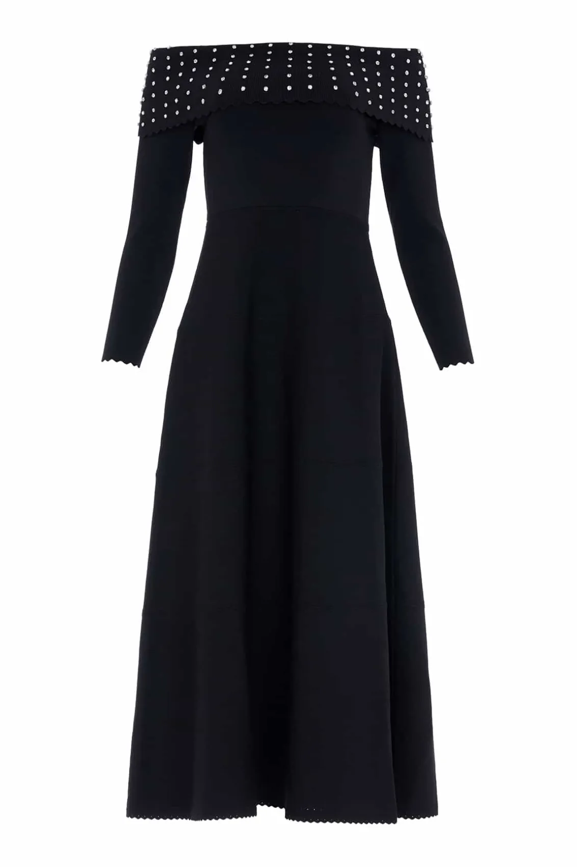 Day Dresses | Knitted Dresses^Needle & Thread Embellished Bardot Knit Gown Black