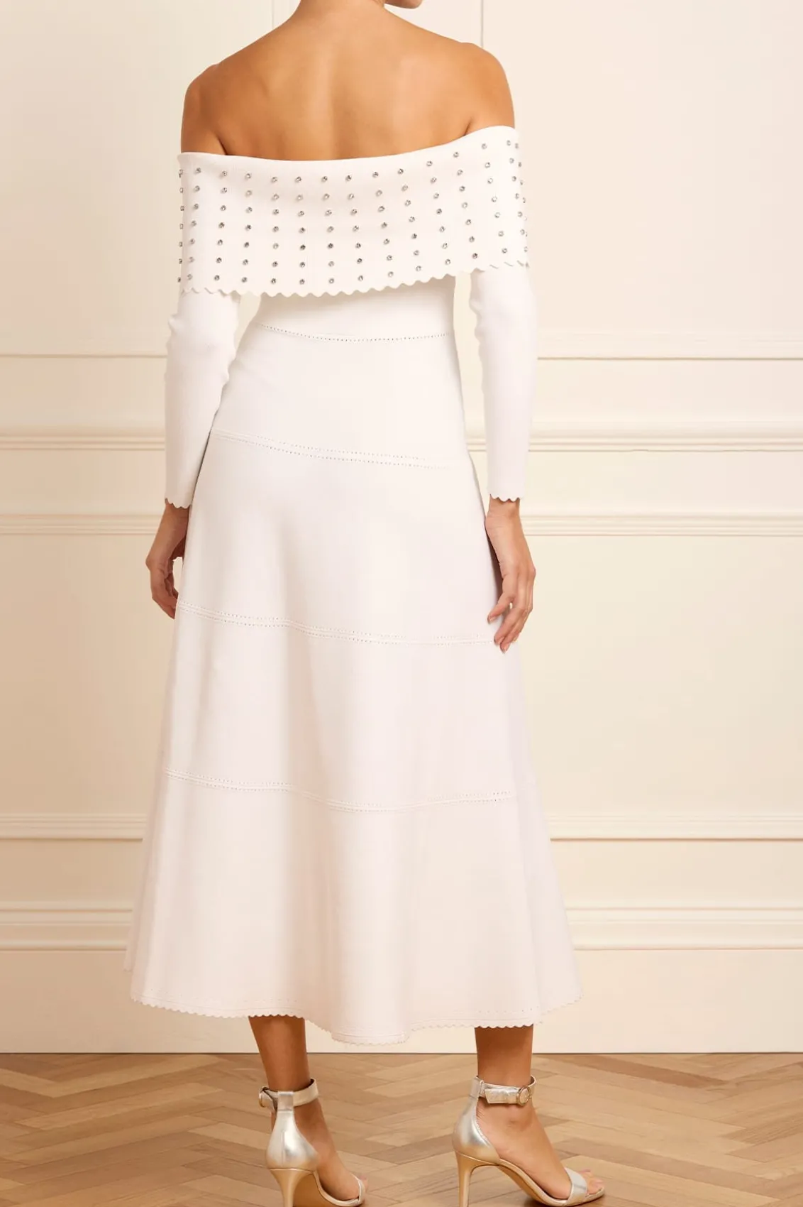 Wedding Wardrobe | Day Dresses^Needle & Thread Embellished Bardot Knit Gown Champagne