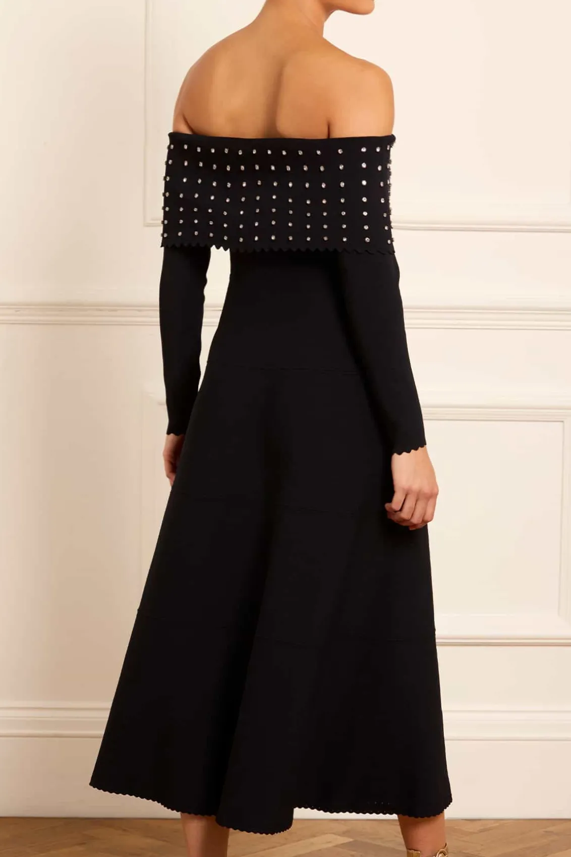 Day Dresses | Knitted Dresses^Needle & Thread Embellished Bardot Knit Gown Black
