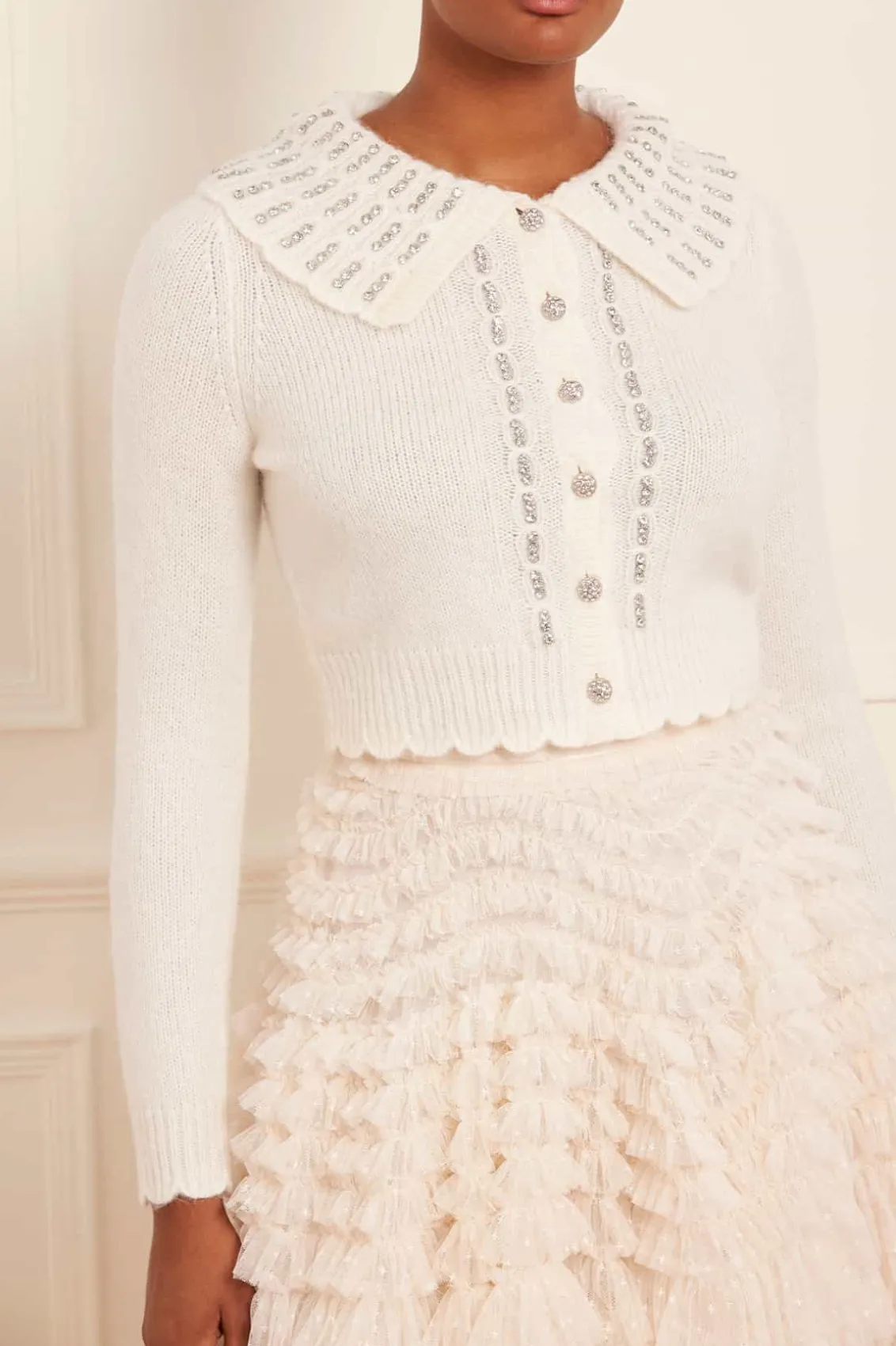 Wedding Wardrobe | Knitwear^Needle & Thread Embellished Collar Short Cardigan Champagne