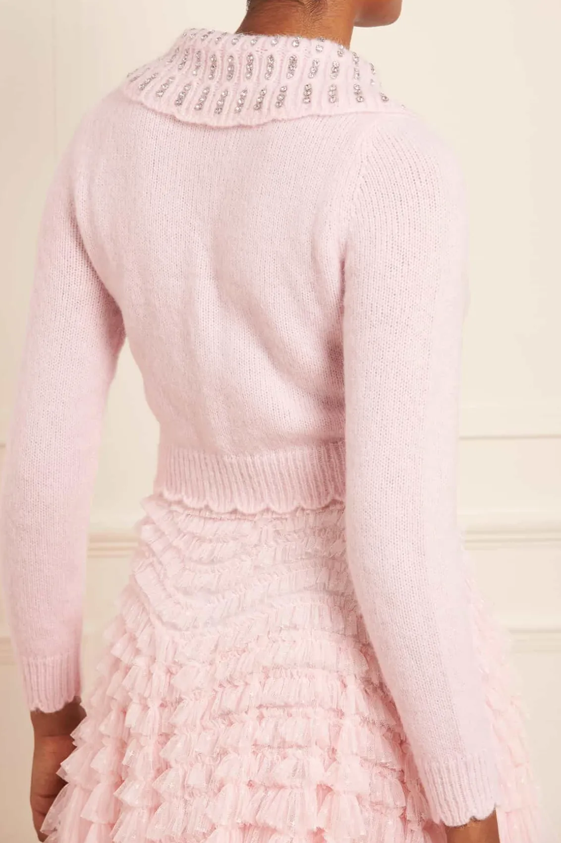 Knitwear^Needle & Thread Embellished Collar Short Cardigan Pink