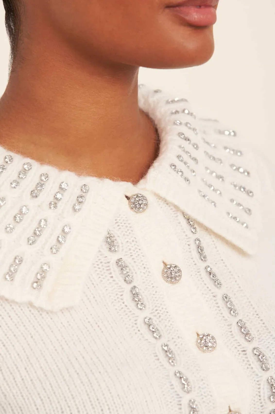 Wedding Wardrobe | Knitwear^Needle & Thread Embellished Collar Short Cardigan Champagne