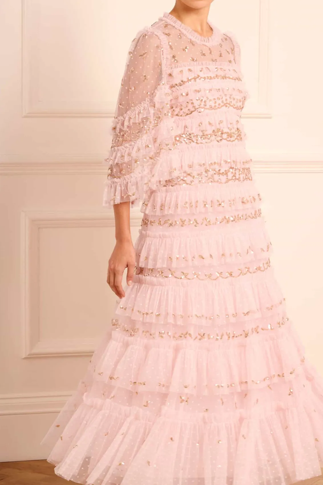 Evening Dresses | Embellished Dresses^Needle & Thread Emily Lace Ankle Gown Pink