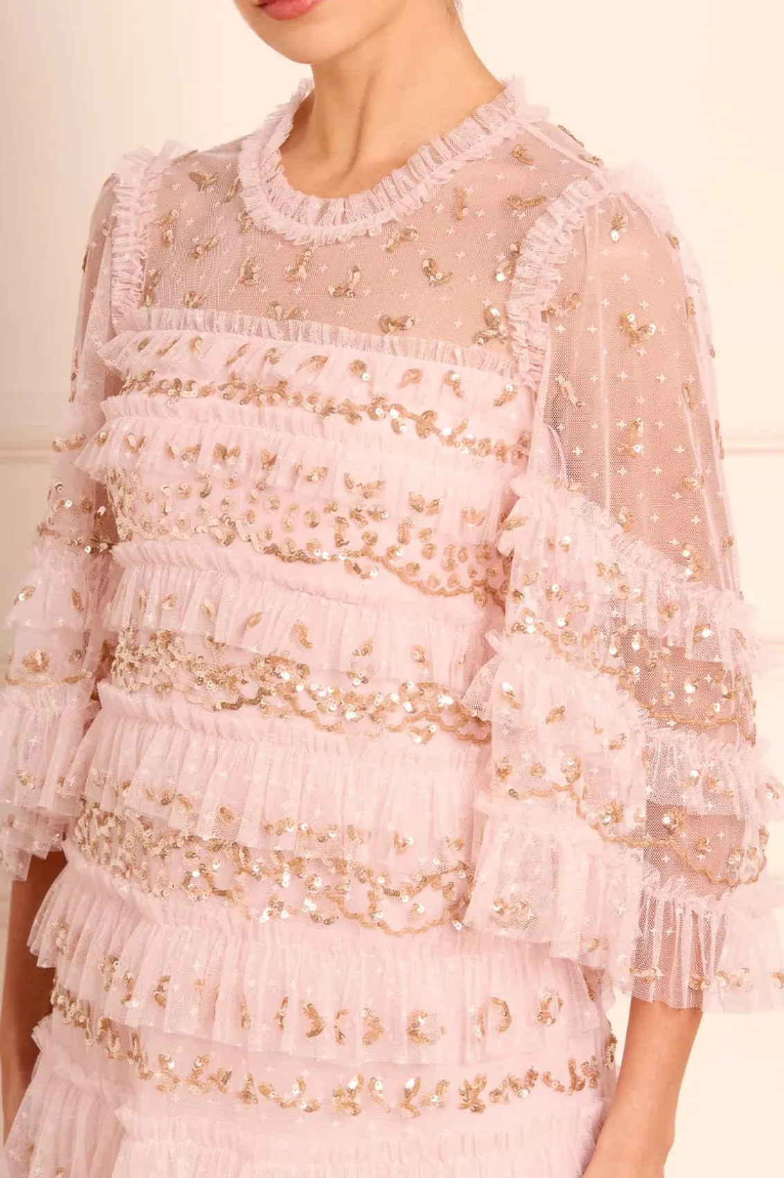 Evening Dresses | Embellished Dresses^Needle & Thread Emily Lace Ankle Gown Pink