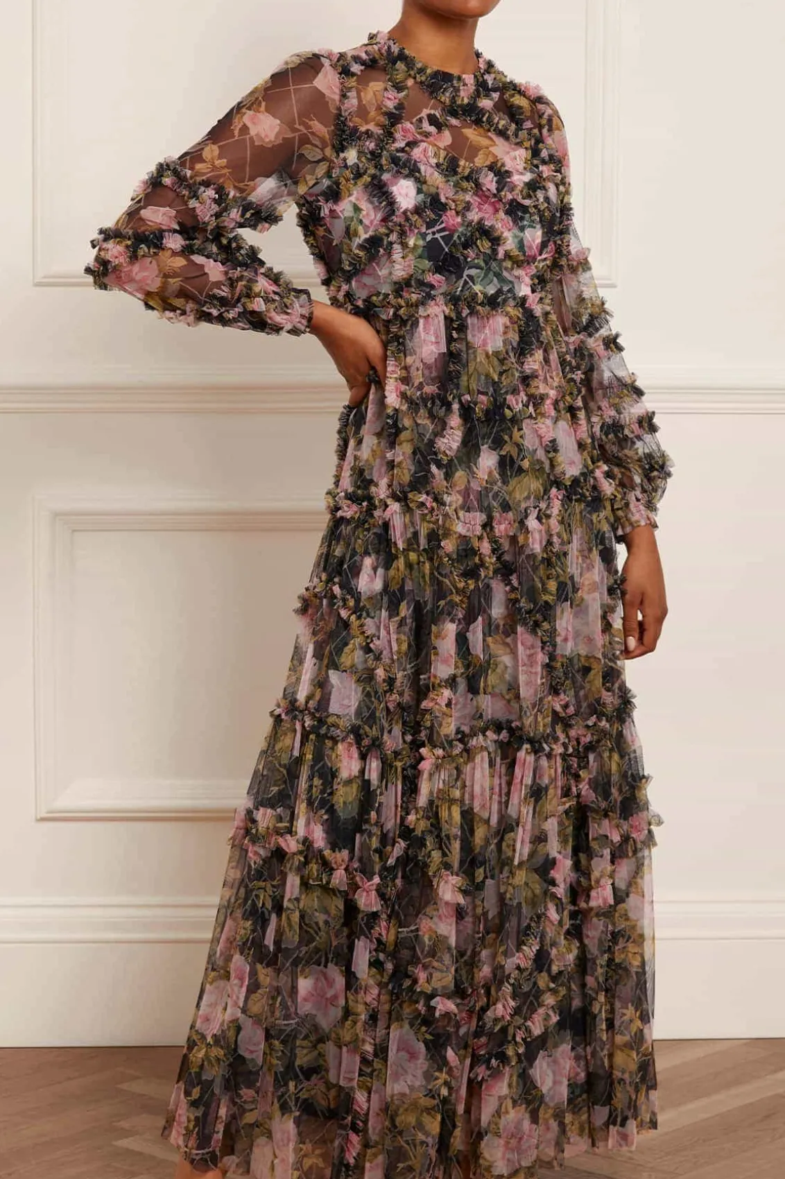 Wedding Guest | Mummy & Me^Needle & Thread English Rose Diamond Ruffle Gown Black