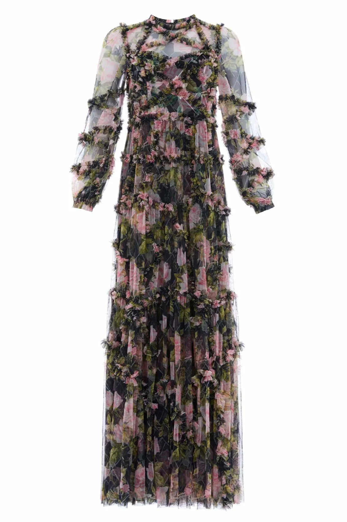 Wedding Guest | Mummy & Me^Needle & Thread English Rose Diamond Ruffle Gown Black