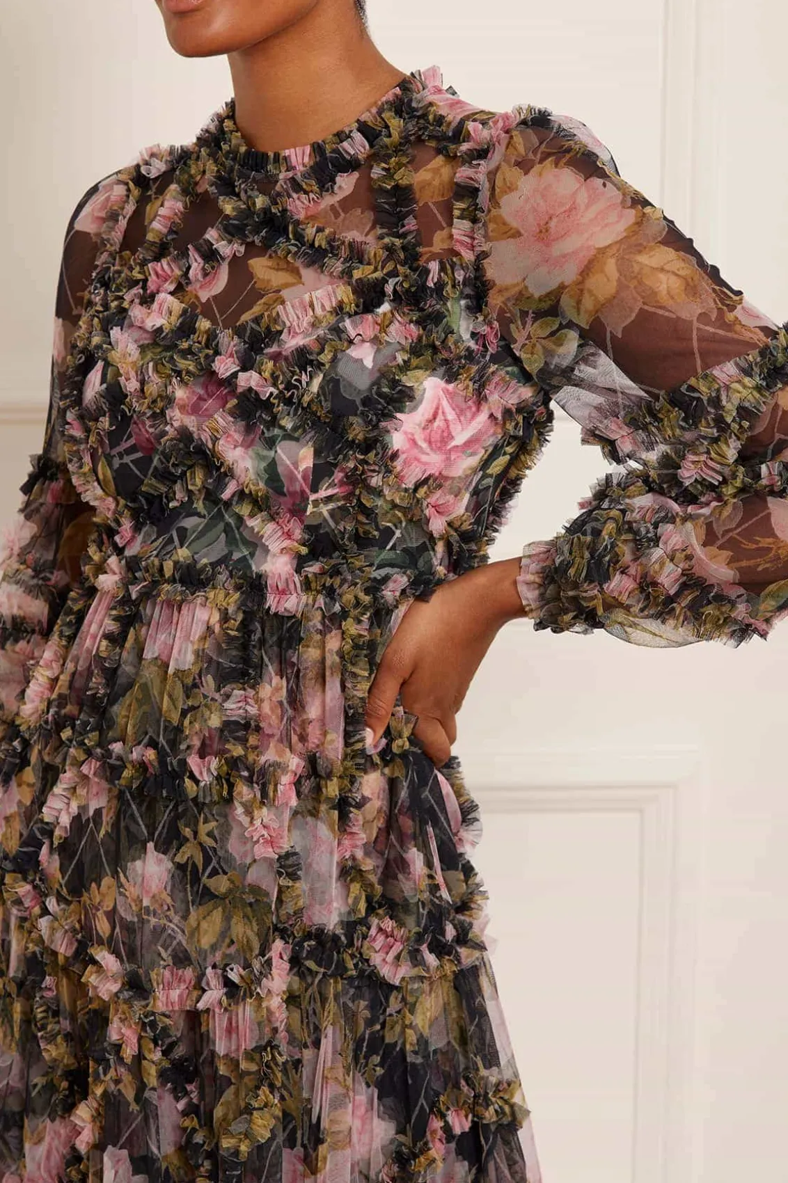 Wedding Guest | Mummy & Me^Needle & Thread English Rose Diamond Ruffle Gown Black