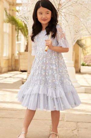 Kids Embroidered Dresses | Kids Responsibly Sourced^Needle & Thread Evening Primrose Kids Dress Blue