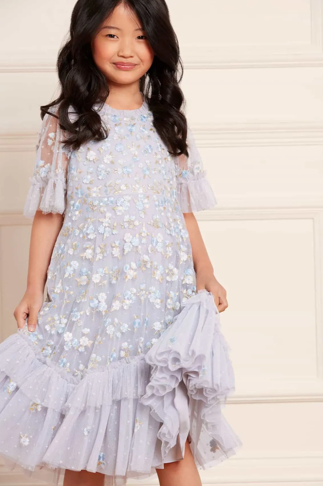 Kids Embroidered Dresses | Kids Responsibly Sourced^Needle & Thread Evening Primrose Kids Dress Blue