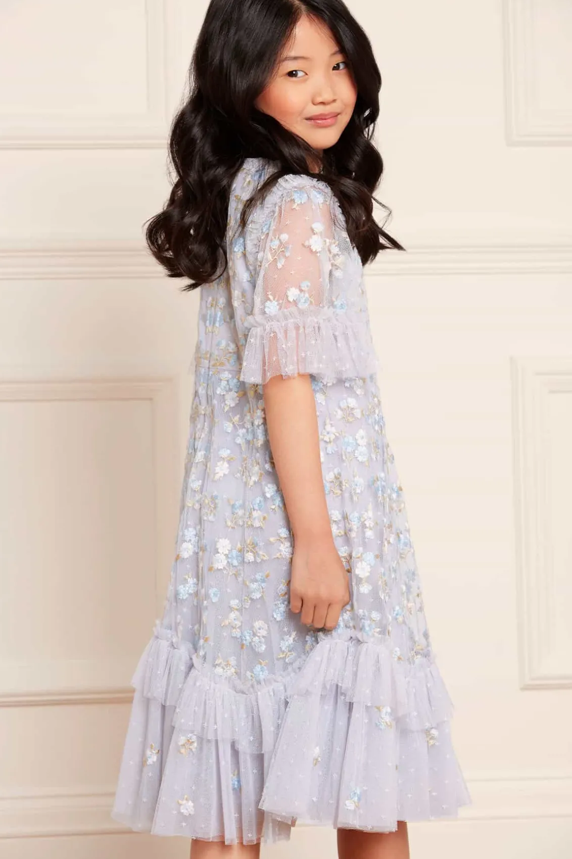 Kids Embroidered Dresses | Kids Responsibly Sourced^Needle & Thread Evening Primrose Kids Dress Blue