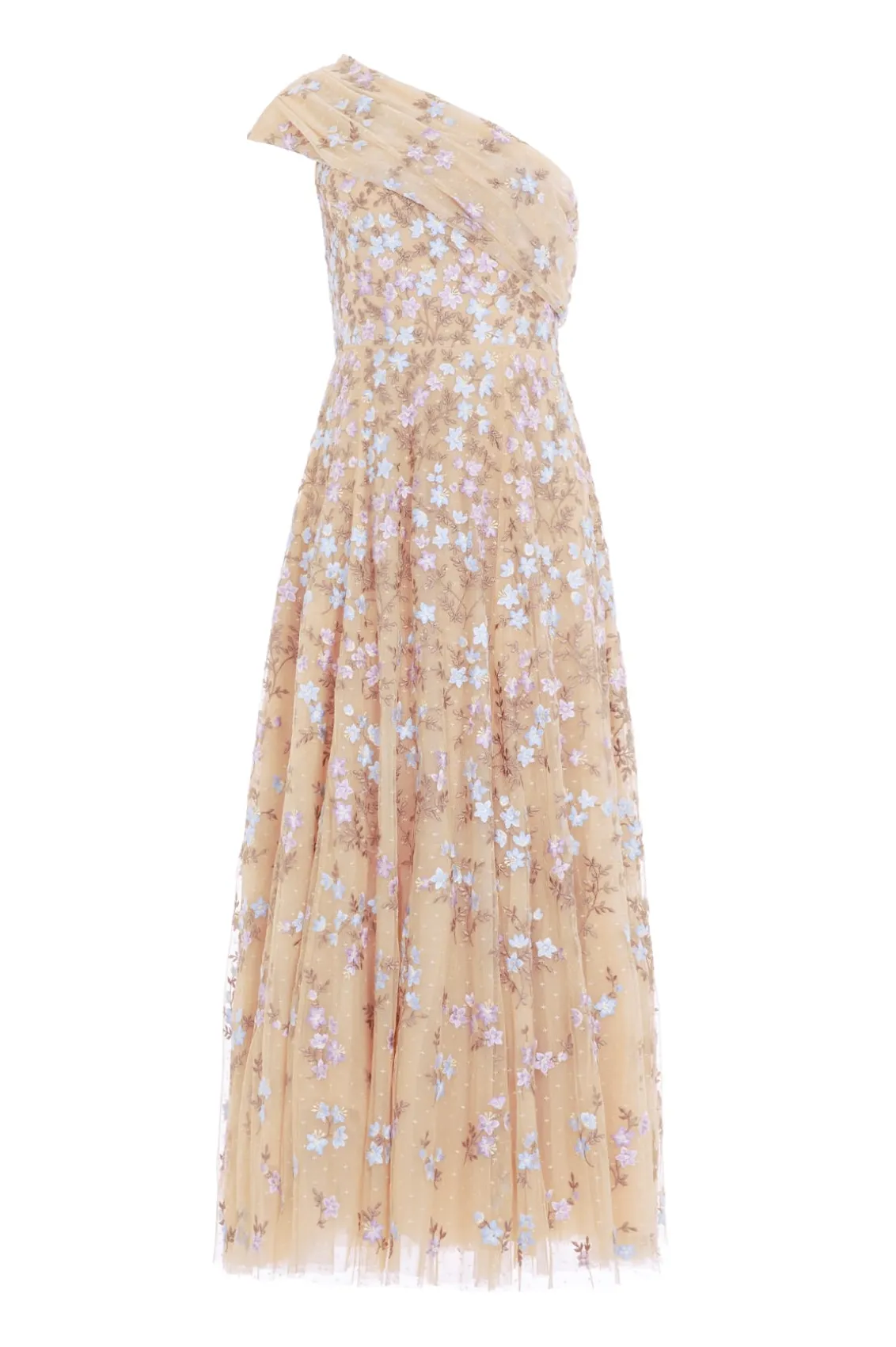 Evening Dresses | Embroidered Dresses^Needle & Thread Everett Bloom One-Shoulder Ankle Gown Gold