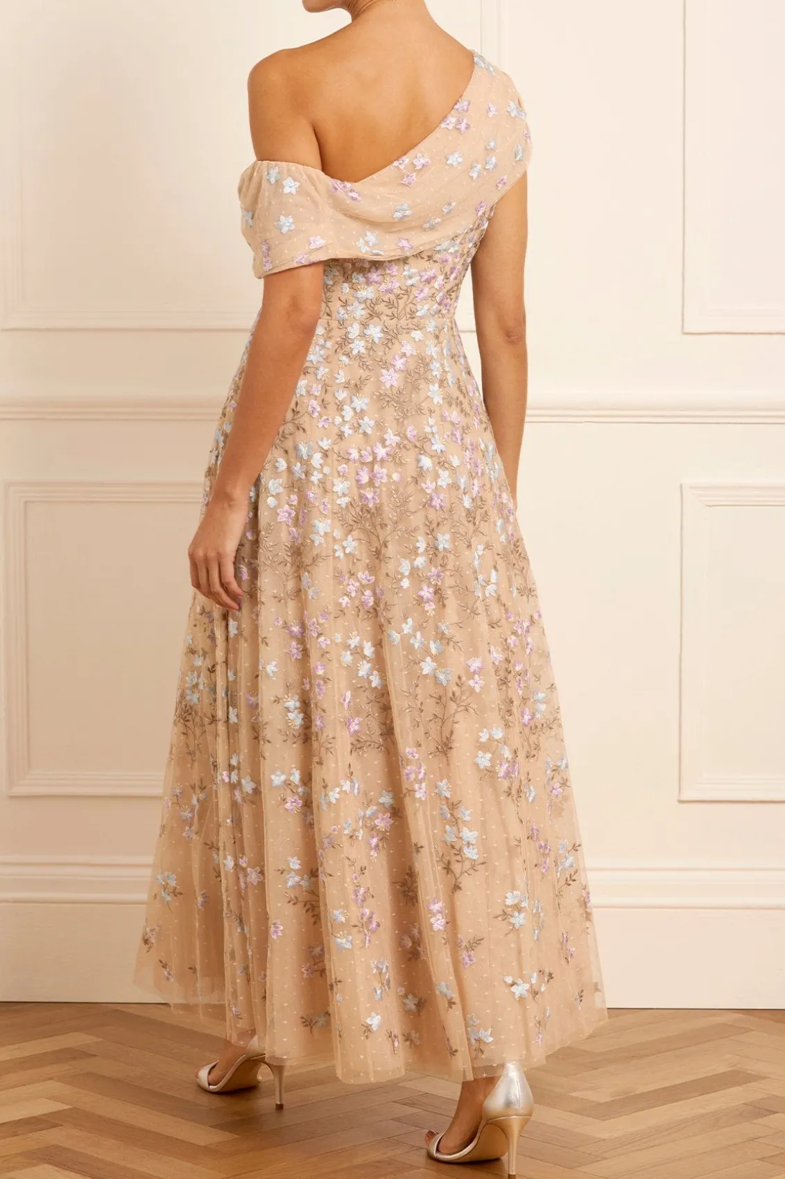 Evening Dresses | Embroidered Dresses^Needle & Thread Everett Bloom One-Shoulder Ankle Gown Gold