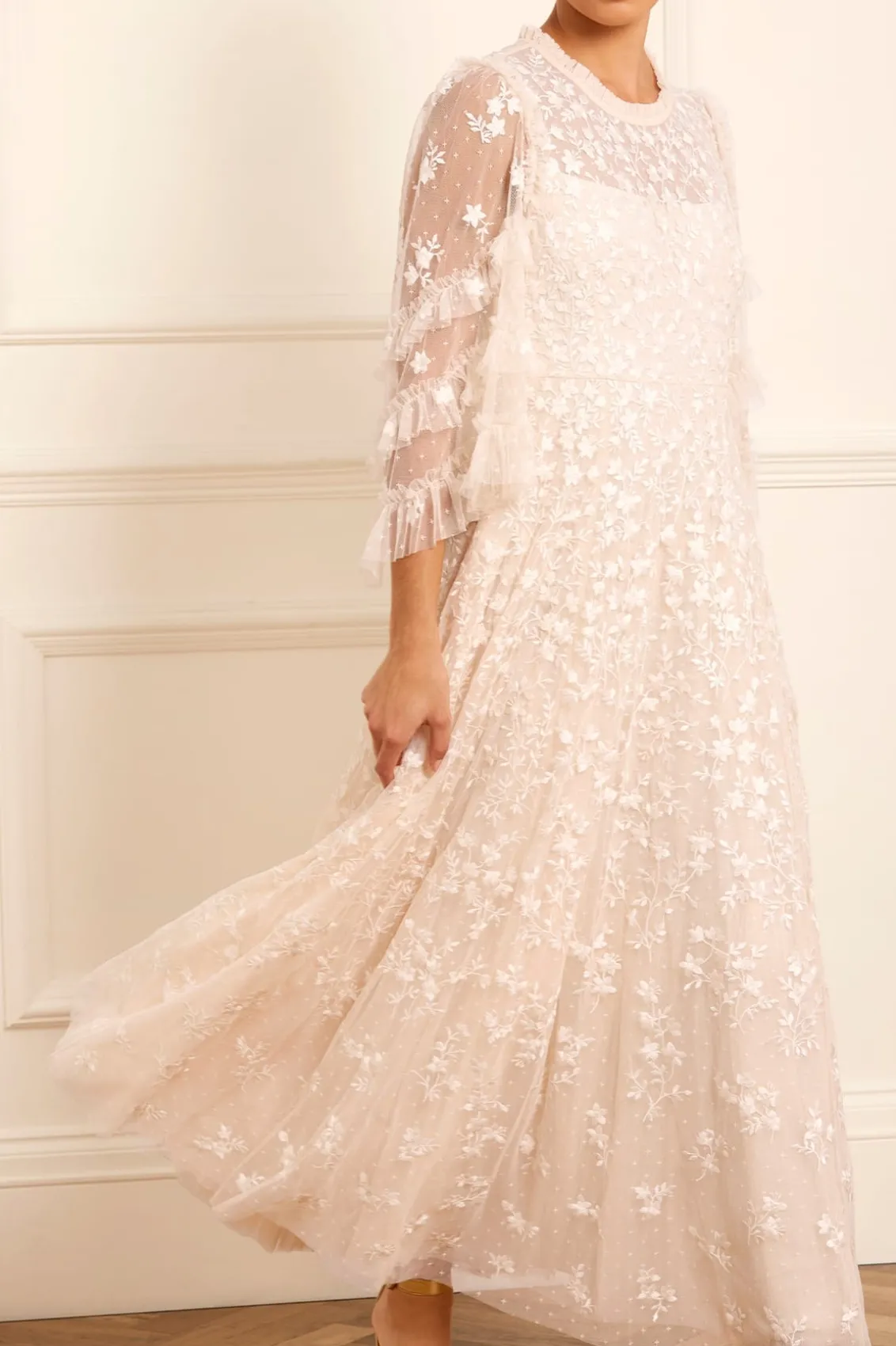 Bridal | Evening Dresses^Needle & Thread Everett Bloom Round Neck Ankle Gown Champagne