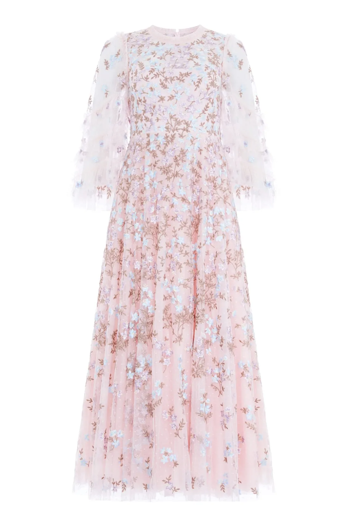 Evening Dresses | Responsibly Sourced^Needle & Thread Everett Bloom Round Neck Ankle Gown Pink