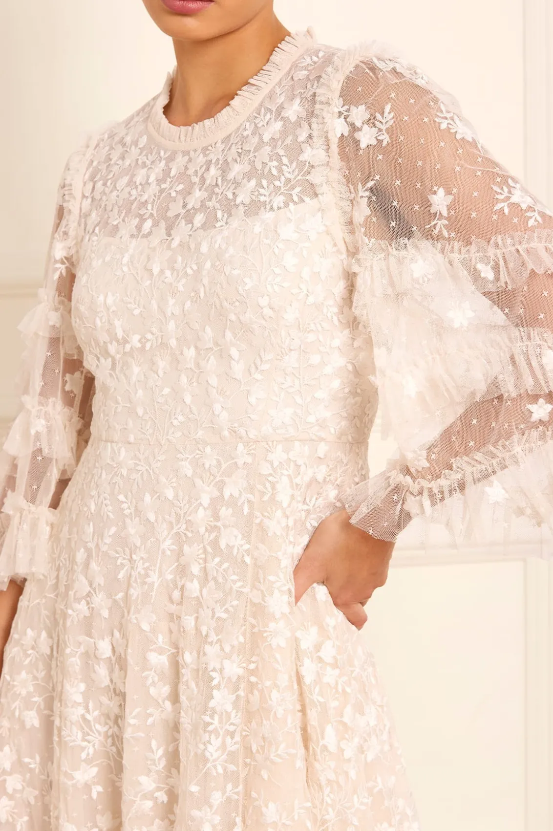 Bridal | Evening Dresses^Needle & Thread Everett Bloom Round Neck Ankle Gown Champagne