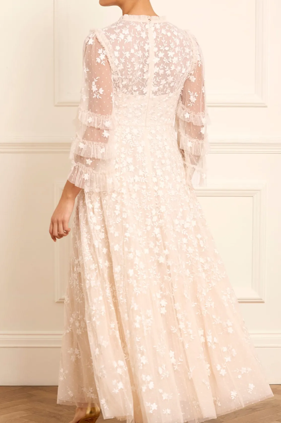 Bridal | Evening Dresses^Needle & Thread Everett Bloom Round Neck Ankle Gown Champagne
