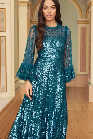 Evening Dresses | Embellished Dresses^Needle & Thread Fern Ankle Gown Blue