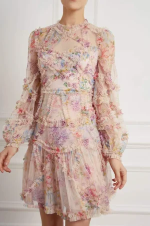 Wedding Guest | Mini Dresses^Needle & Thread Floral Diamond Ruffle Dress Multi