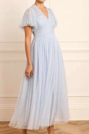Bridesmaid | Evening Dresses^Needle & Thread Floral Lace Bodice V-Neck Ankle Gown Blue