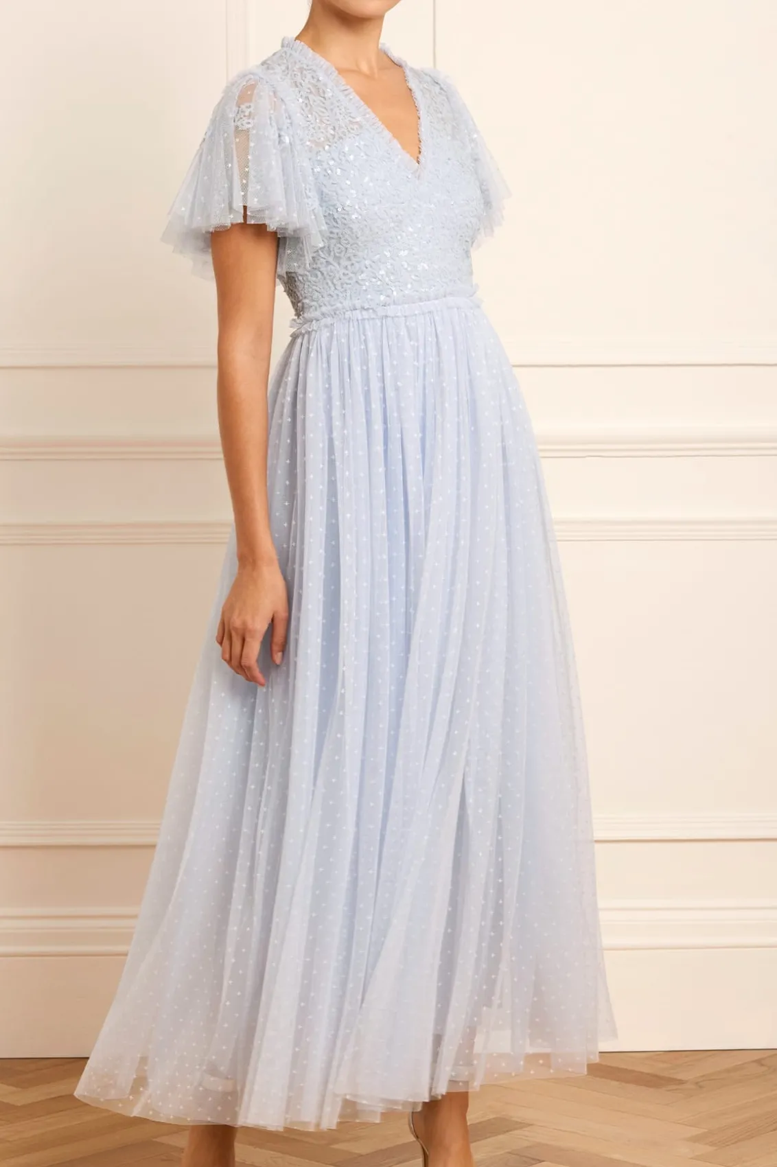 Bridesmaid | Evening Dresses^Needle & Thread Floral Lace Bodice V-Neck Ankle Gown Blue