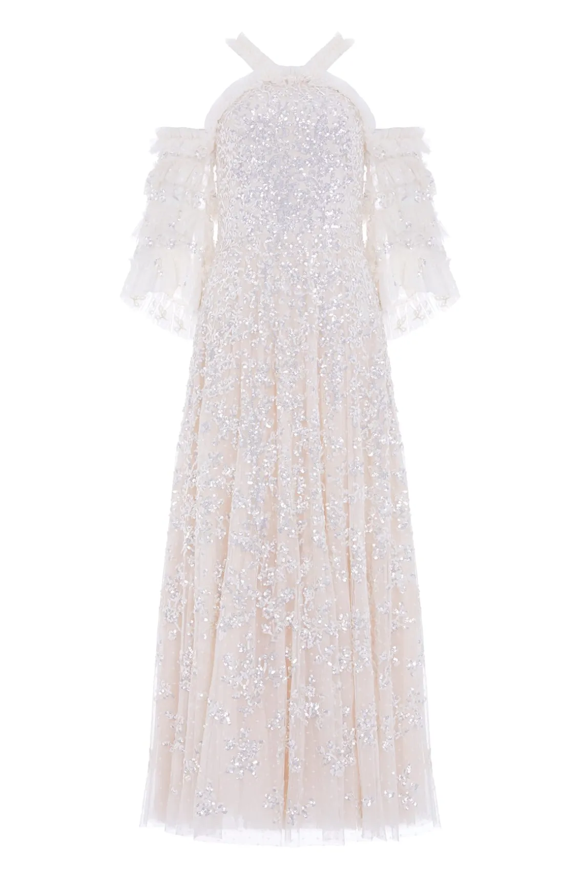 Bridal | Embellished Dresses^Needle & Thread Floral Lace Off-Shoulder Ankle Gown Champagne