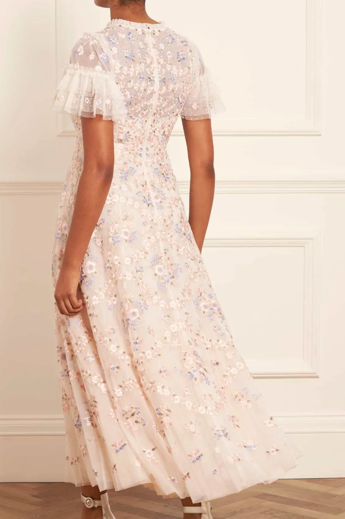 Evening Dresses | Embroidered Dresses^Needle & Thread Floral Waltz Ankle Gown Champagne