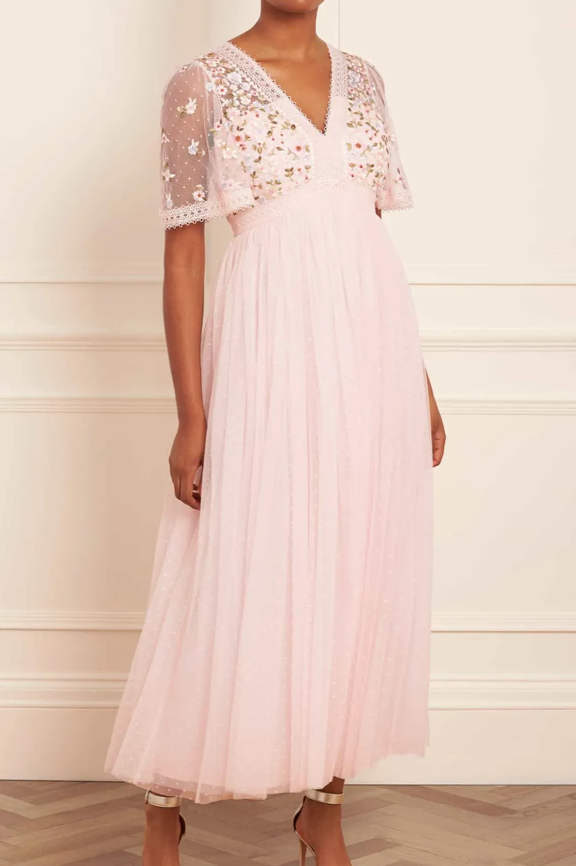 Evening Dresses | Embroidered Dresses^Needle & Thread Garland Ribbon Bodice Ankle Gown Pink