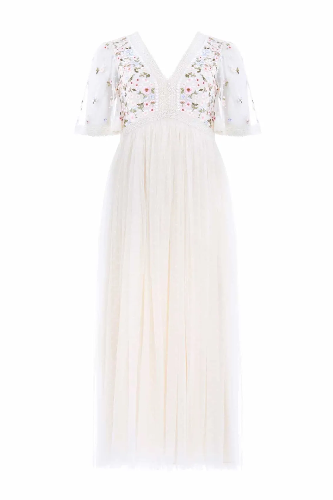 Embroidered Dresses | Responsibly Sourced^Needle & Thread Garland Ribbon Bodice Ankle Gown Champagne