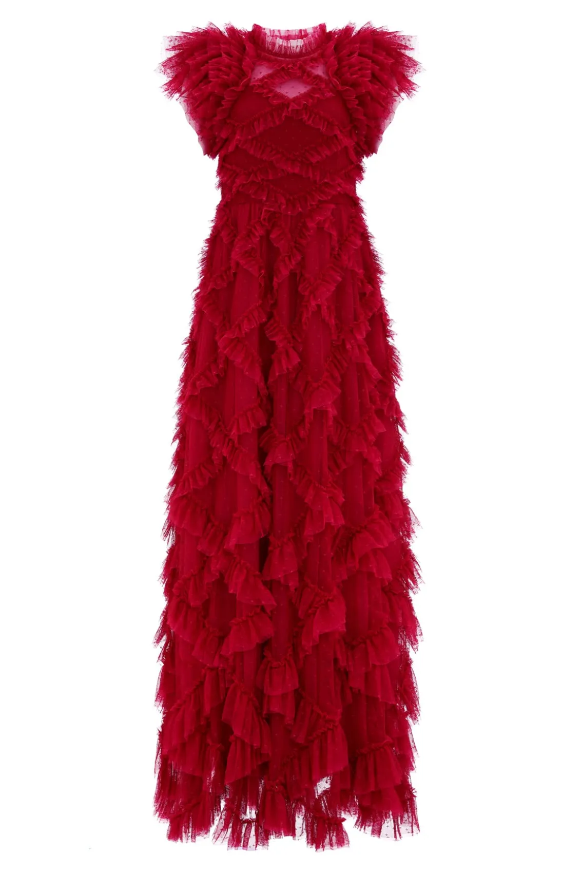 Evening Dresses | Dresses^Needle & Thread Genevieve Ruffle Gown Red