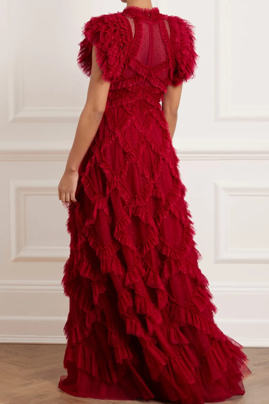 Evening Dresses | Dresses^Needle & Thread Genevieve Ruffle Gown Red