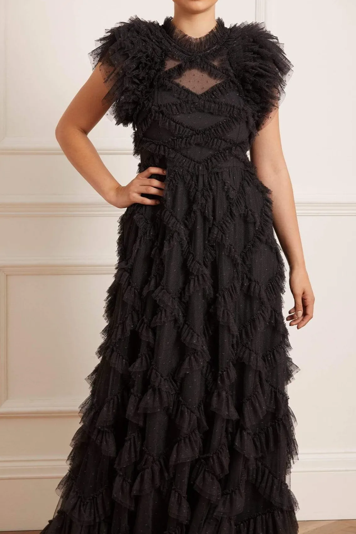 Evening Dresses | Exclusives^Needle & Thread Genevieve Ruffle Gown Black