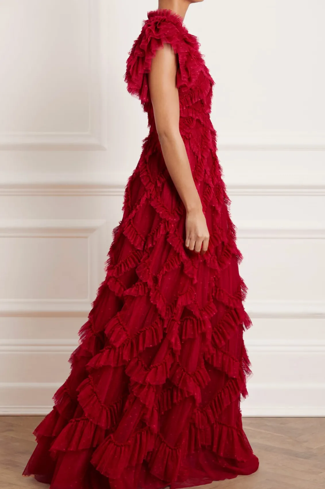 Evening Dresses | Dresses^Needle & Thread Genevieve Ruffle Gown Red