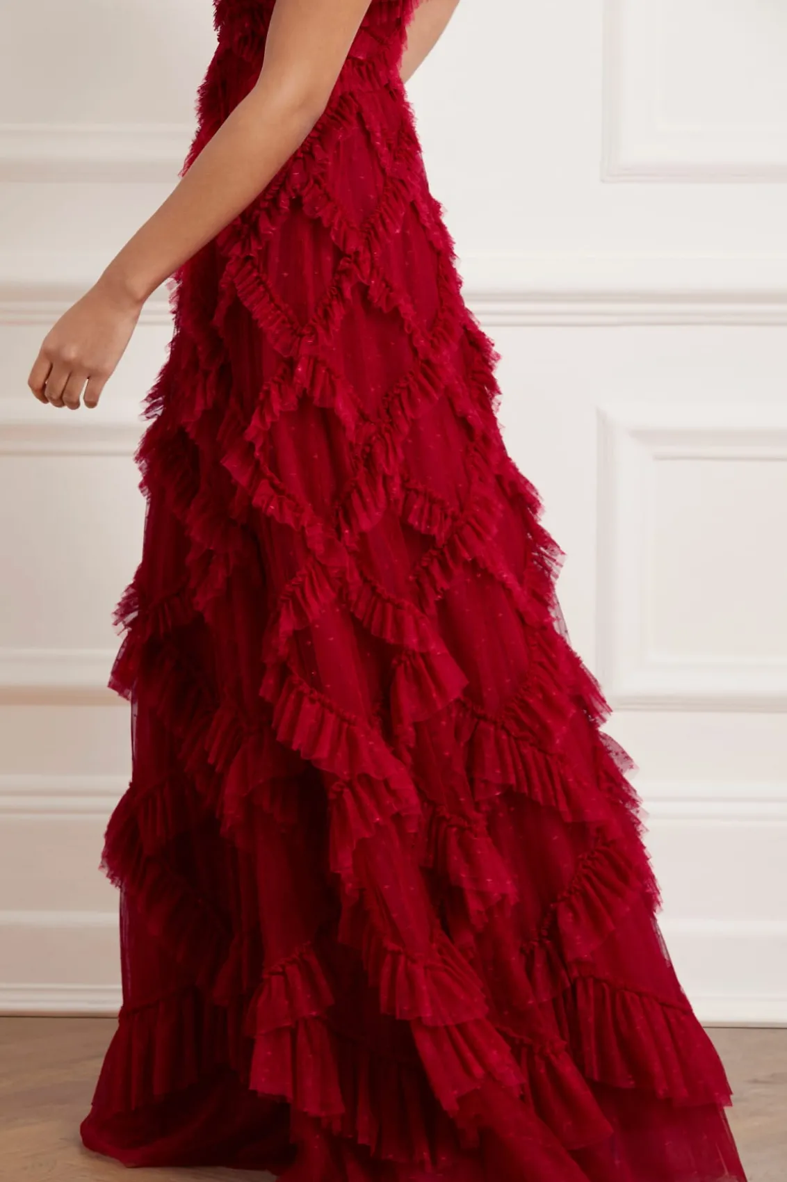 Evening Dresses | Dresses^Needle & Thread Genevieve Ruffle Gown Red