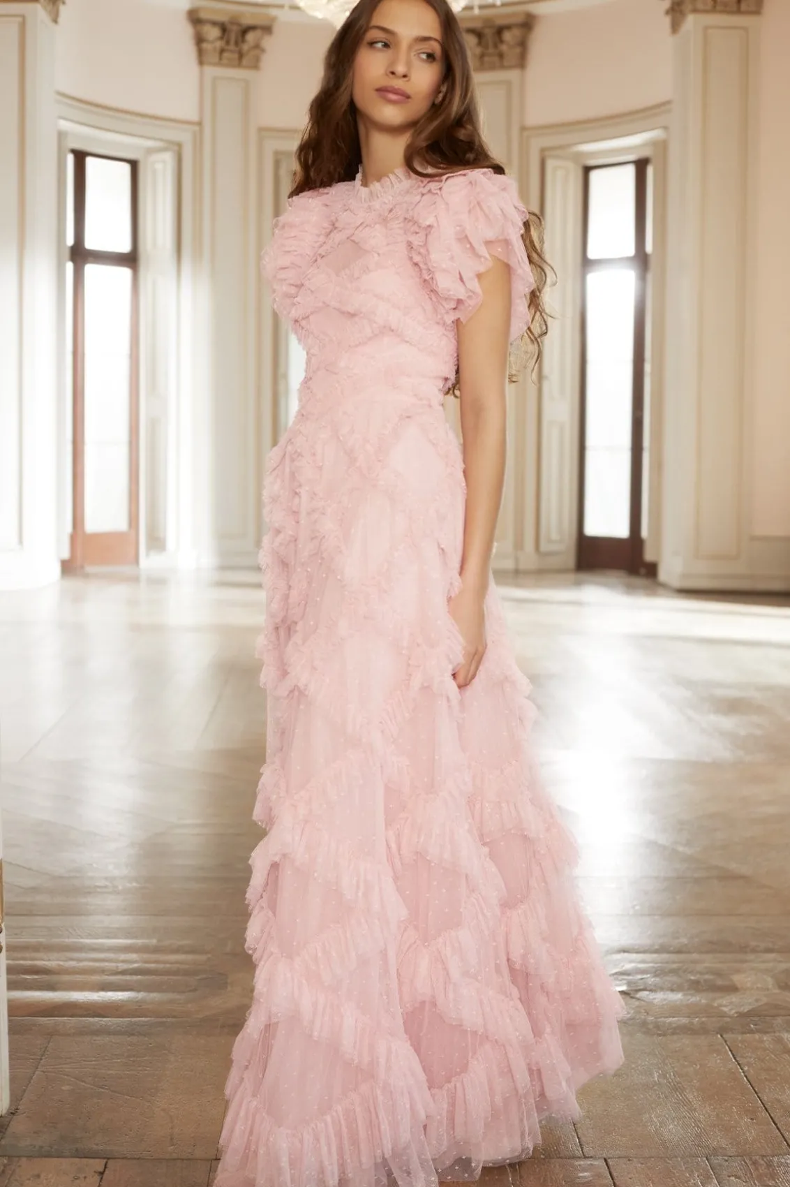 Mummy & Me | Evening Dresses^Needle & Thread Genevieve Ruffle Gown Pink