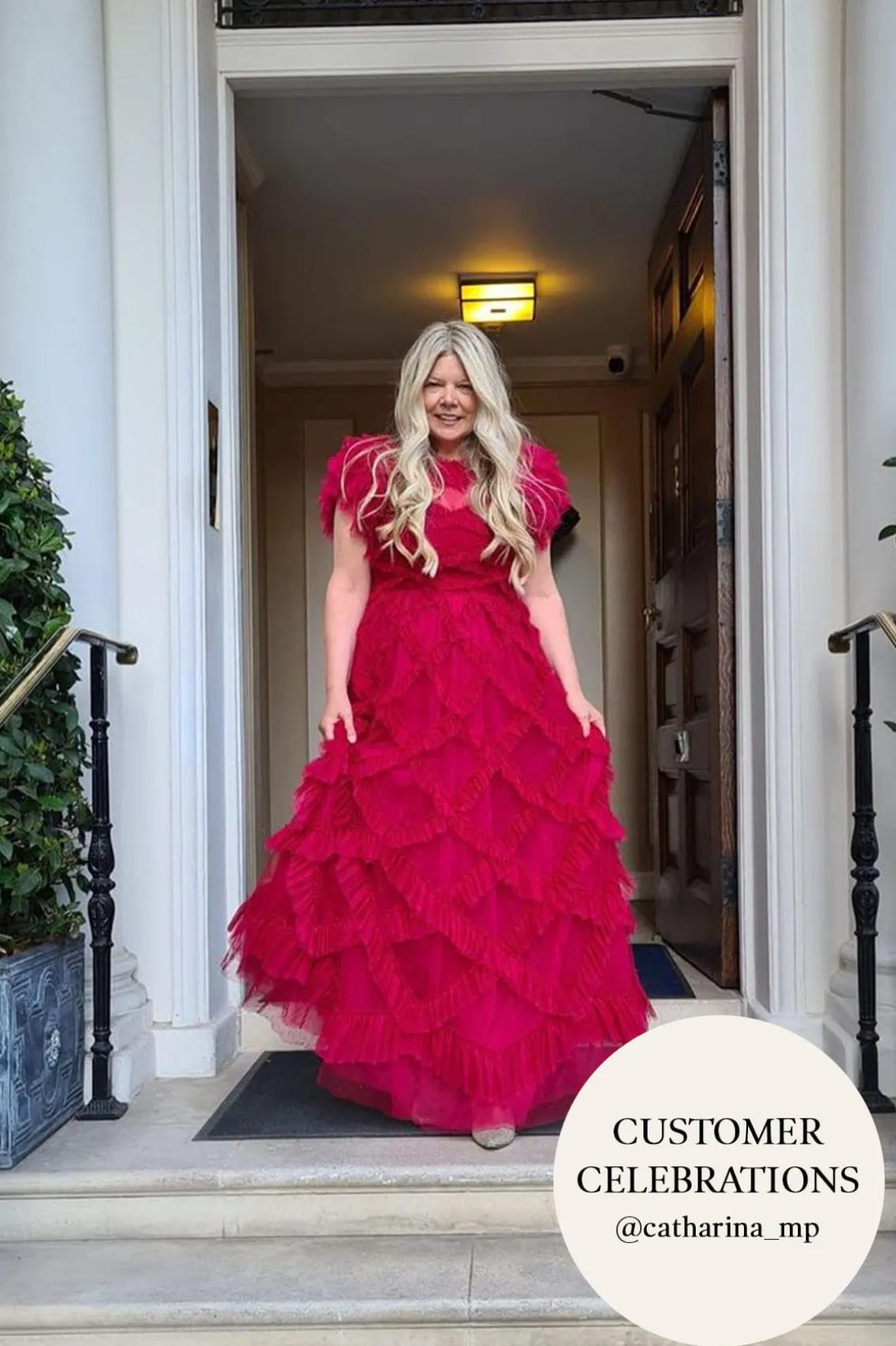 Evening Dresses | Dresses^Needle & Thread Genevieve Ruffle Gown Red