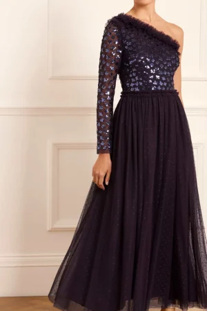 Evening Dresses | Responsibly Sourced^Needle & Thread Glisten Bodice One-Shoulder Ankle Gown Blue
