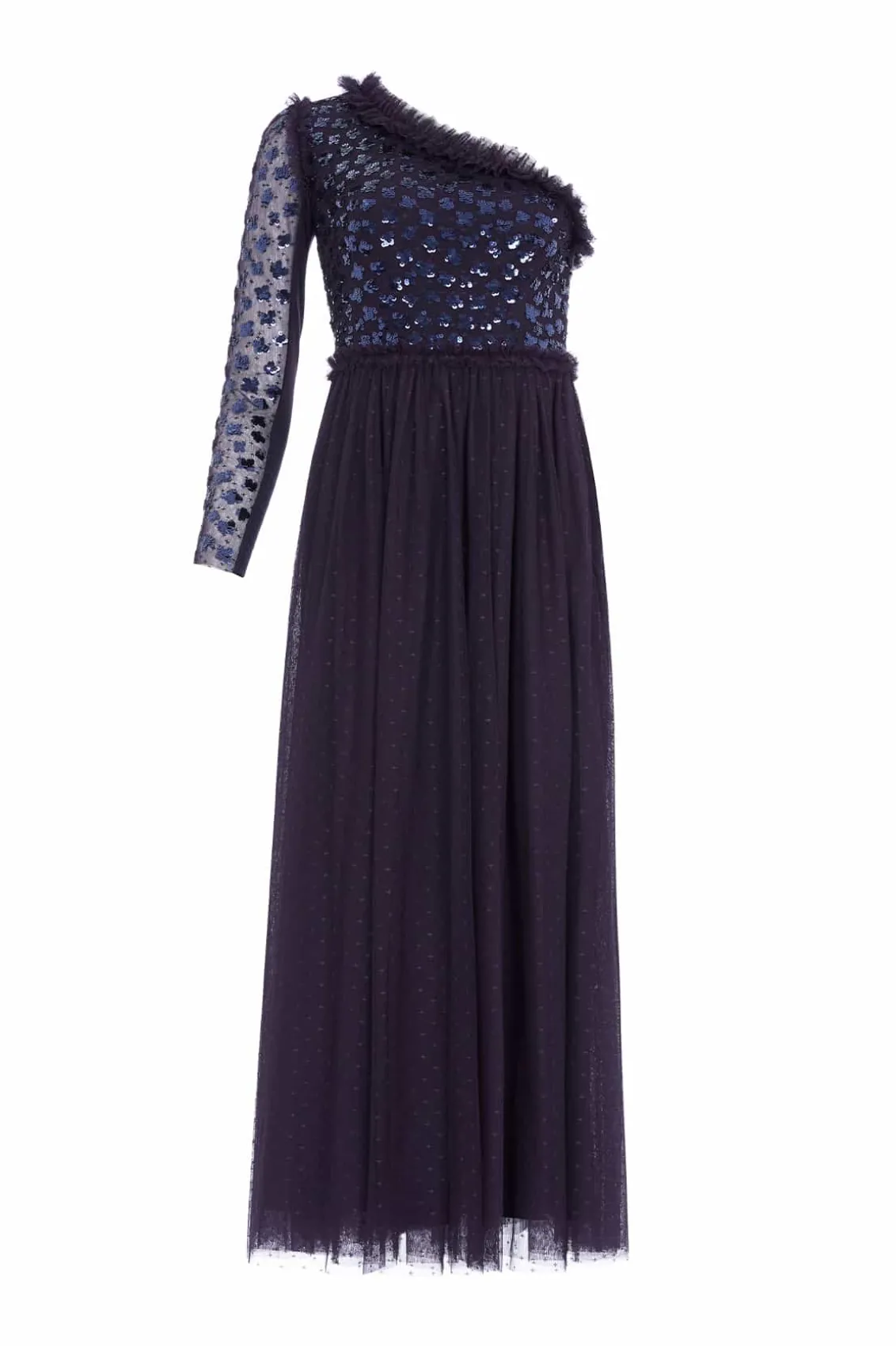 Evening Dresses | Responsibly Sourced^Needle & Thread Glisten Bodice One-Shoulder Ankle Gown Blue